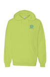 front of neon yellow hoodie with FIREBRAND logo in top left